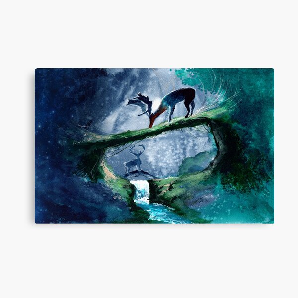Watercolor deers in the forest Canvas Print