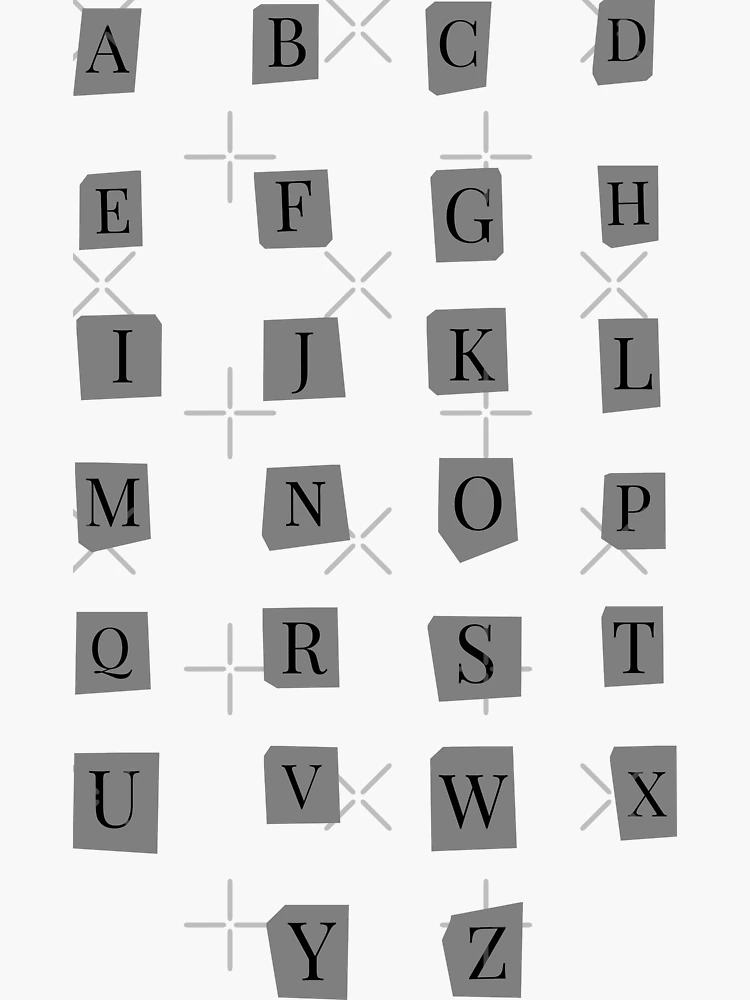 Black newspaper clippings serif font alphabet letters | Sticker