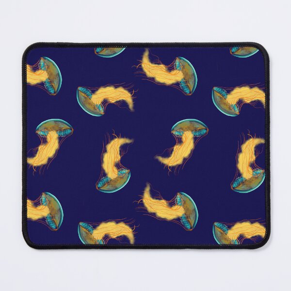 Item preview, Jellyfish pattern in deep blue and orange designed and sold by Lilly-Rune.