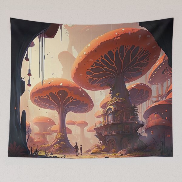 Item preview, Mushroom Inspired City Landscape In An Alien Fantasy World designed and sold by Styrman.