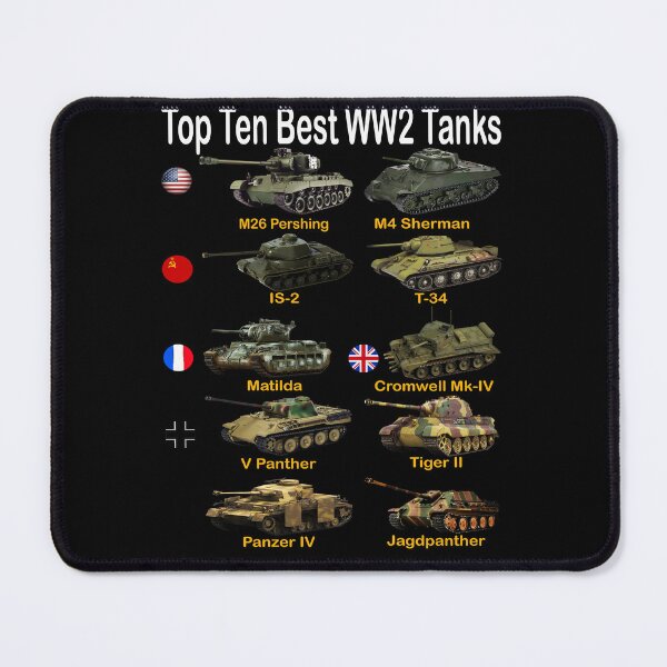 Item preview, Top Ten Best WW2 Tanks Sherman Panzer Panther Tiger T-34 designed and sold by ArtStudioKY.