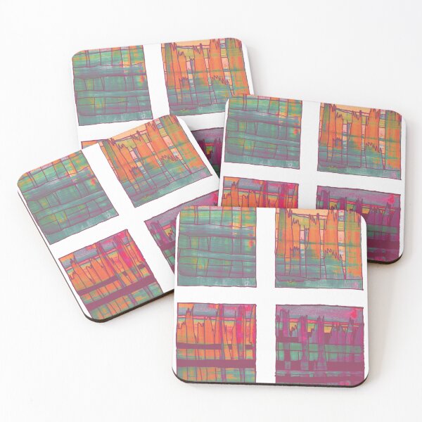 Item preview,  Liminal Space in Orange, Bordeaux and Sapphire Blue through 4 windows designed and sold by BlackArtichoke.