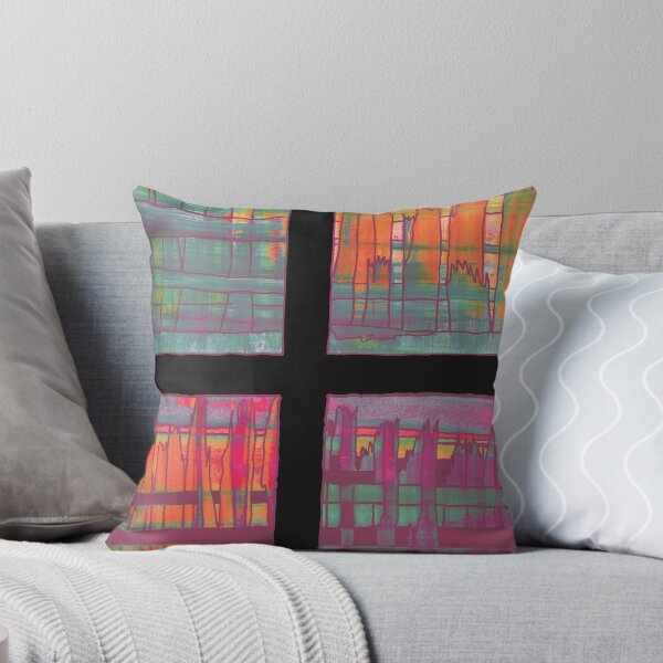 Item preview,  Liminal Space in Orange, Bordeaux and Sapphire Blue through 4 windows designed and sold by BlackArtichoke.