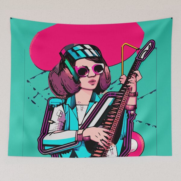 Item preview, "Electric Piano Performance in Futuristic Blue" designed and sold by FunnyShopGirl.
