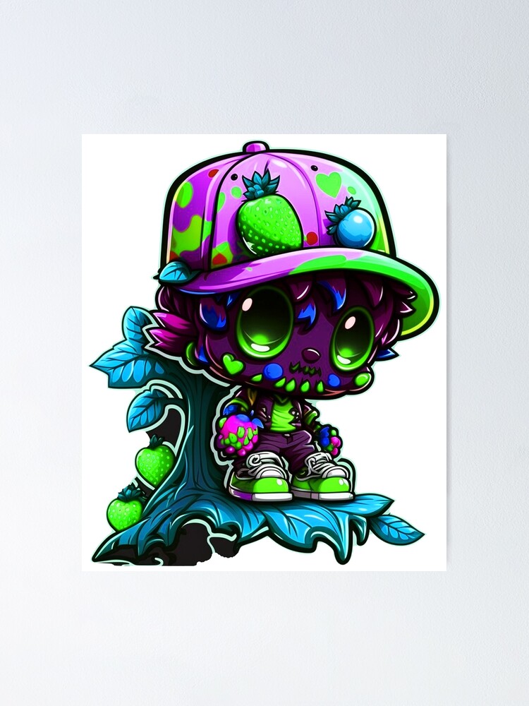 Imagen 1 de 3, Póster con la obra Chibi Zombie halloween tae graffiti monster sticker, diseñada y vendida por FunArt4You.