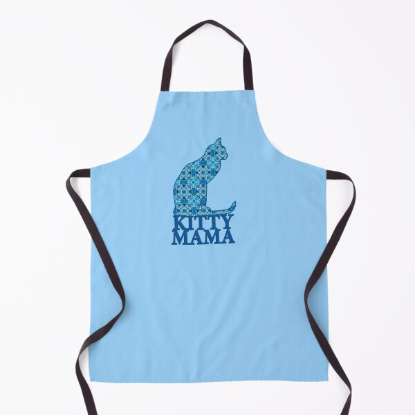 Item preview, Kitty Mama Sitting Cat in Denim Blue Pattern designed and sold by Marymarice.