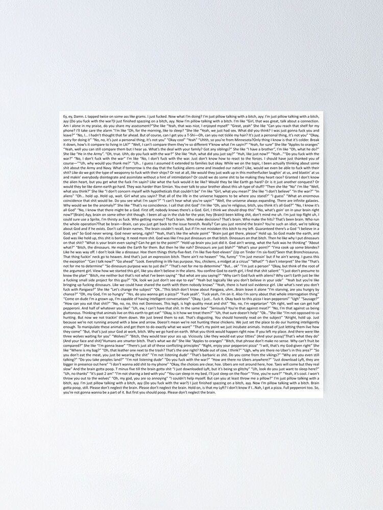 "Lil Dicky Pillow Talking Lyrics" Poster for Sale by sgmcdermott