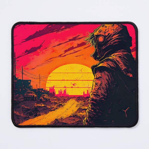 Item preview, Man Looking At An Apocalyptic Synthwave Sunset designed and sold by Nightarcade.