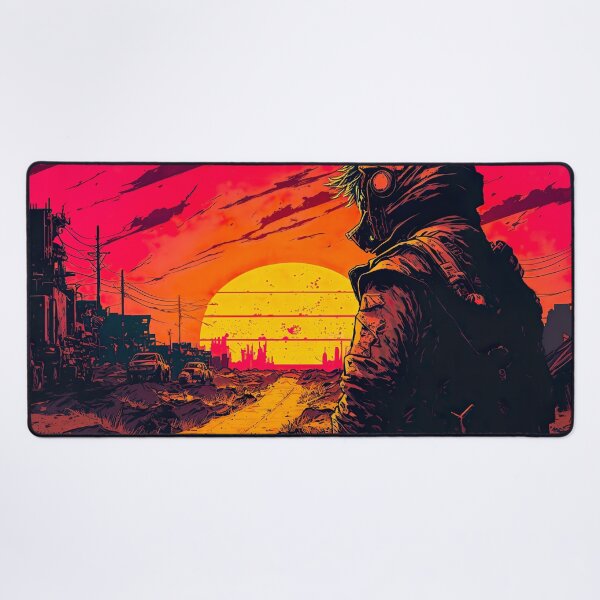 Item preview, Man Looking At An Apocalyptic Synthwave Sunset designed and sold by Nightarcade.