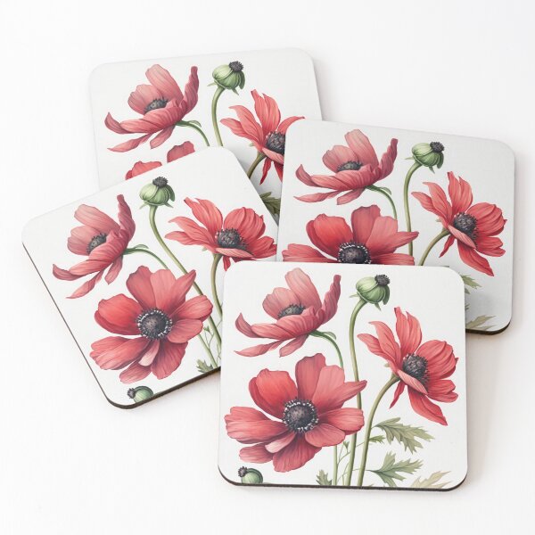 Item preview, Red Anemone Flowers  designed and sold by Vanover Designs.