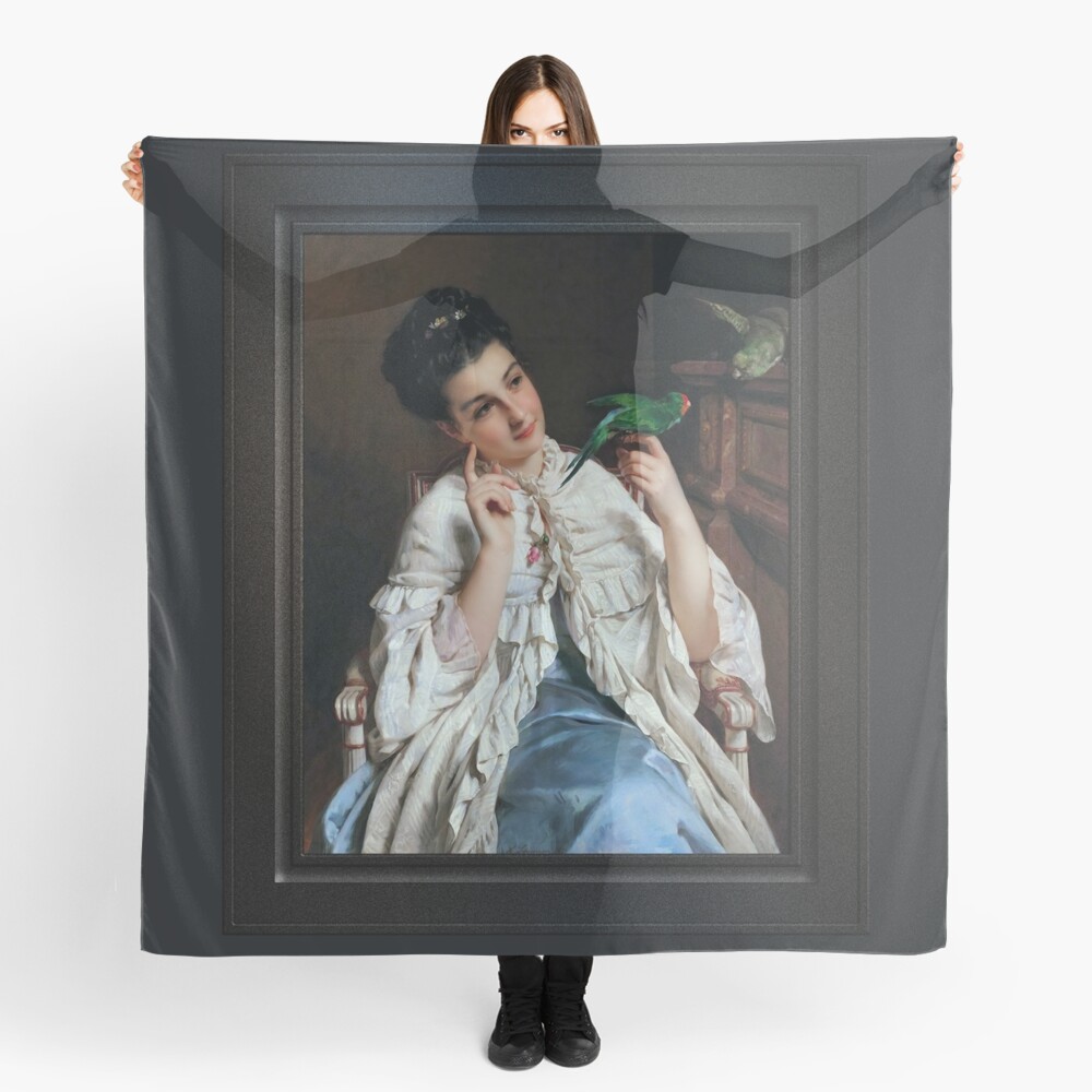 Girl with Lovebirds by Henry Guillaume Schlesinger Remastered Xzendor7 Classical Art Old Masters Reproductions Ladies Scarf