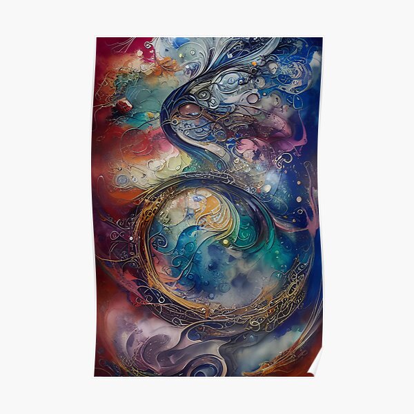 Worm Hole #2 Art Print, Digital Ai generative Abstract Art Poster