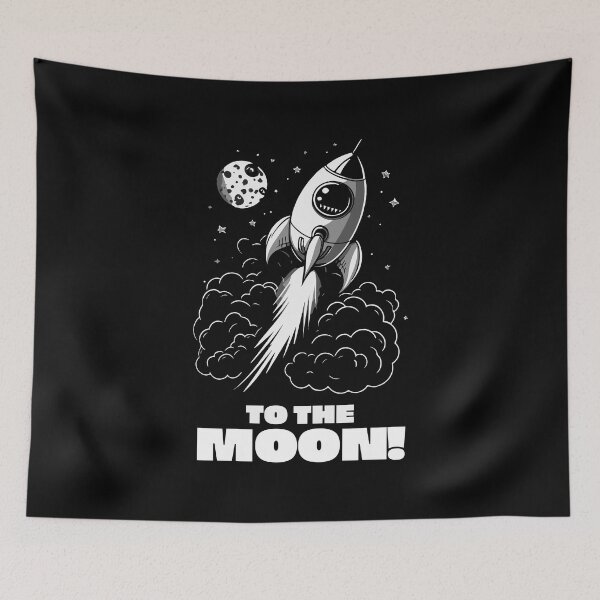 Item preview, To The Moon! || Black and White Rocket in Space designed and sold by MadSwellDesigns.