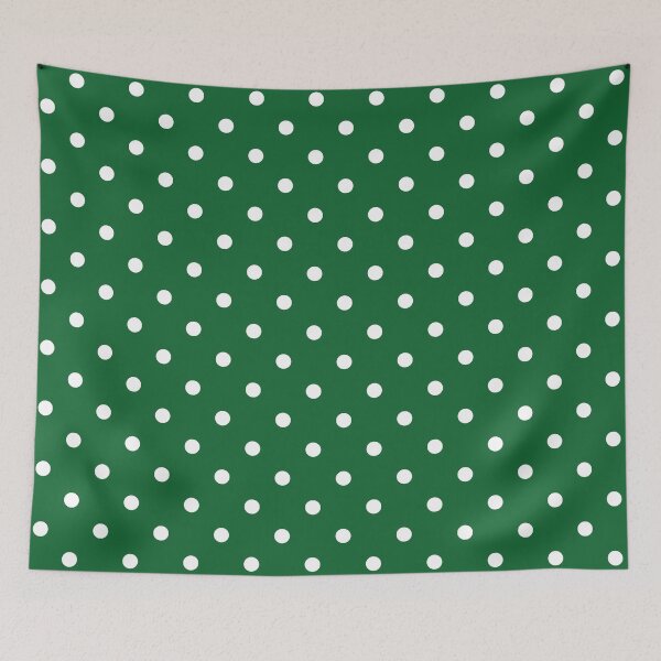 Item preview, White Polka Dots on Green Background designed and sold by starrylite.