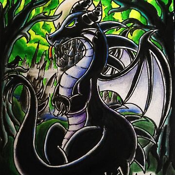 Disney Sleeping Beauty Maleficent Stained Glass Silk Poster Print