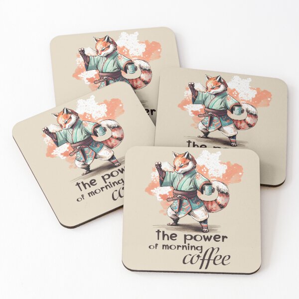 Item preview, Karate Fox - The Power of Morning Coffee designed and sold by KOTOdesign.