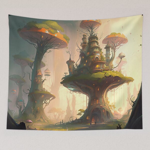Item preview, Mushroom Houses In An Alien Fantasy World Landscape designed and sold by Styrman.