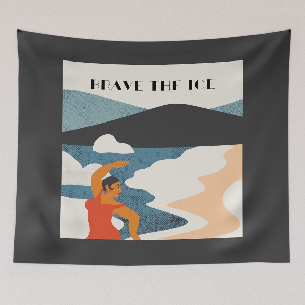 Item preview, Brave the ice -  cold water swimming, ice water retro design designed and sold by Wildflow Creations.