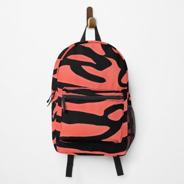 Item preview, Salmon and Black Abstract Zebra Stripes designed and sold by asurtiumgreen.