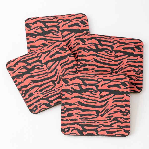 Item preview, Salmon and Black Abstract Zebra Stripes designed and sold by asurtiumgreen.