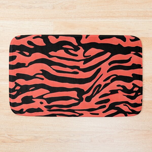 Item preview, Salmon and Black Abstract Zebra Stripes designed and sold by asurtiumgreen.