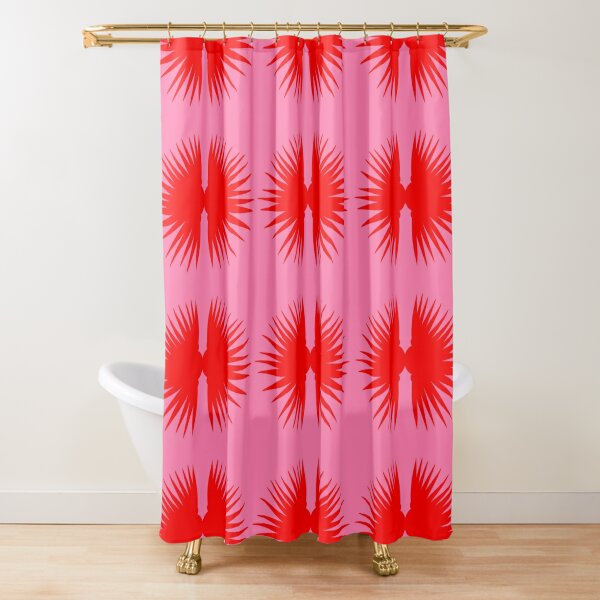 Leaf Head Pink and Red Shower Curtain