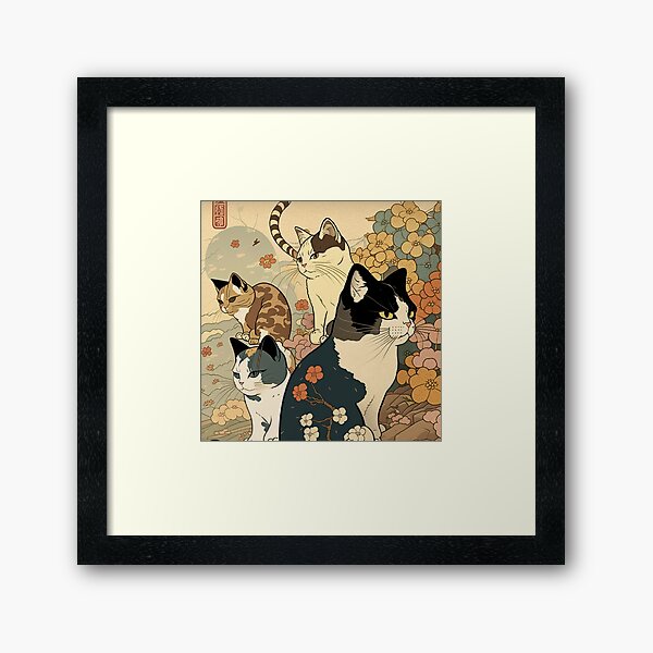 Aperçu de l'œuvre Les chats Ukiyo-e créée et vendue par PharaohofSedona.
