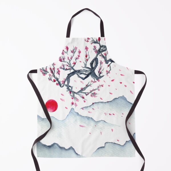 Item preview, cherry blossoms and red sunset over Japanese mountains designed and sold by Wolshebnaja.