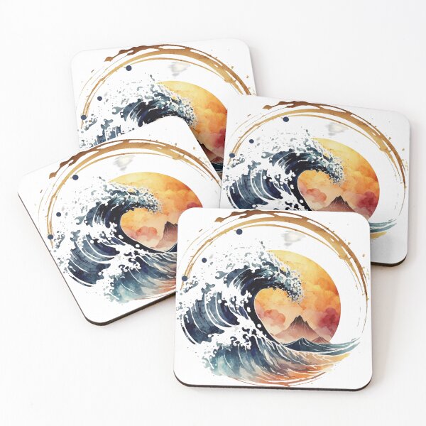Item preview, Aquarela wave in sunset and mountains background designed and sold by pedrogag.