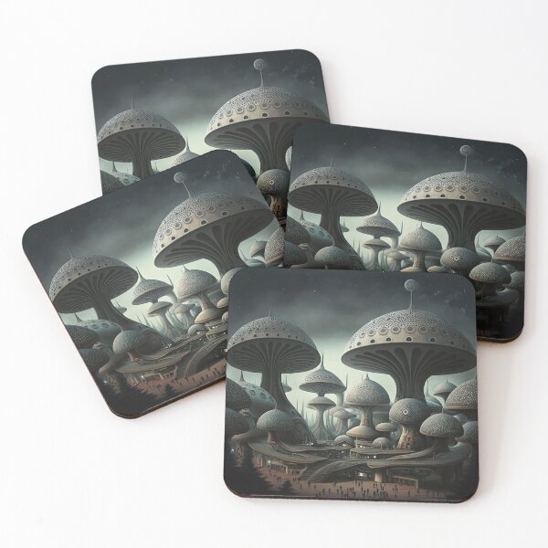Item preview, Mushroom City In An Alien Fantasy Science Fiction Landscape designed and sold by Styrman.