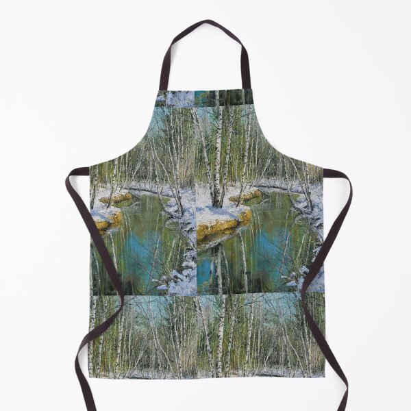 Item preview, id62-1 green river and birch trees, green colored river, Clean river, black and white trees, spring, snowmelt, snowy forest, cool and cute winter, jungle, Frozen birch, Birch, Watercolor, river designed and sold by bcbutika.