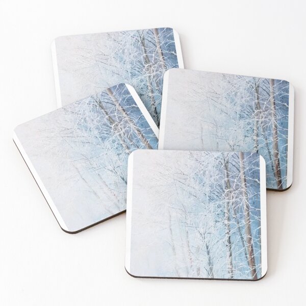 Item preview, id63 Foggy Snowy Birch Forest, black and white trees, snowmelt, snowy forest, cool and cute winter, jungle, Frozen birch, Birch, Watercolor, river designed and sold by bcbutika.