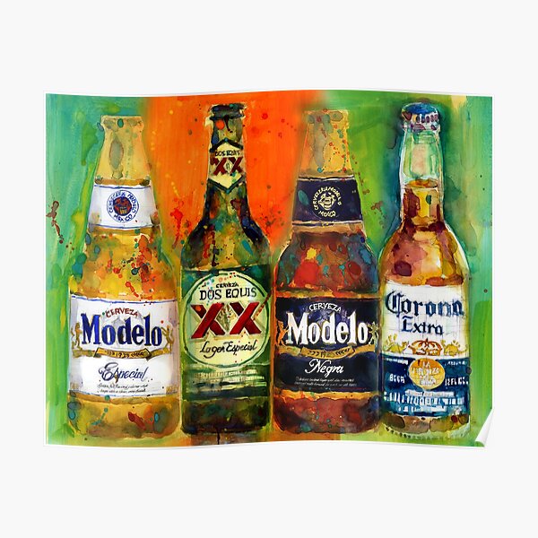 Mexican Beers - Bright Colors - Bar Deco Poster