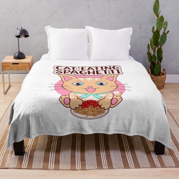 Item preview, cat eating spaghetti, cute funny cat meme designed and sold by Design_for_merch.
