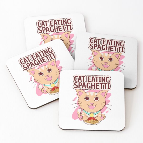 Item preview, cat eating spaghetti, funny spaghetti meme designed and sold by Design_for_merch.