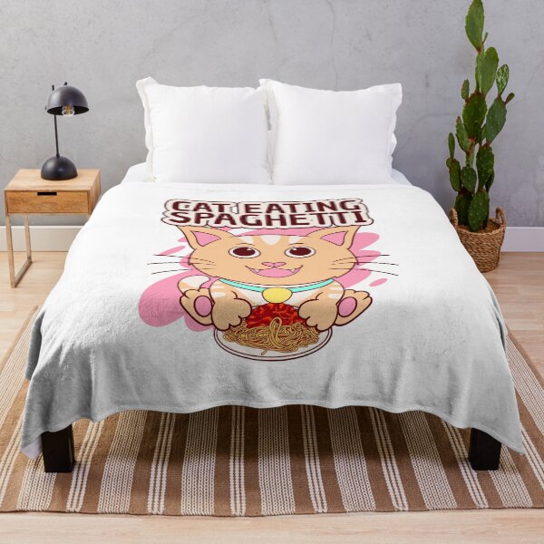 Item preview, cat eating spaghetti, funny spaghetti meme designed and sold by Design_for_merch.