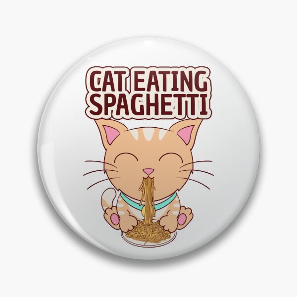 Item preview, cat eating spaghetti, cute kitty love spaghetti designed and sold by Design_for_merch.