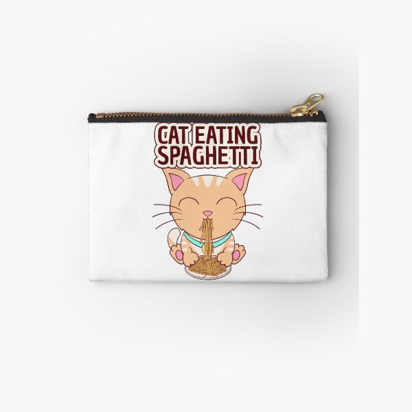 Item preview, cat eating spaghetti, cute kitty love spaghetti designed and sold by Design_for_merch.