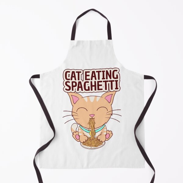 Item preview, cat eating spaghetti, cute kitty love spaghetti designed and sold by Design_for_merch.