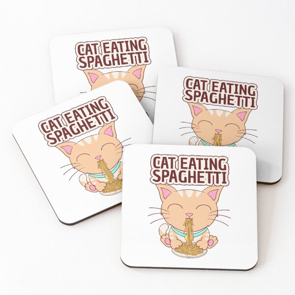 Item preview, cat eating spaghetti, cute kitty love spaghetti designed and sold by Design_for_merch.