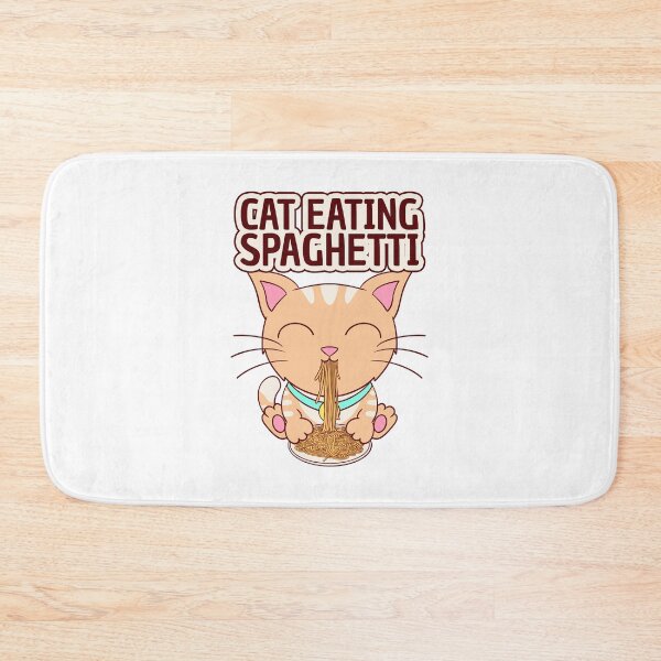 Item preview, cat eating spaghetti, cute kitty love spaghetti designed and sold by Design_for_merch.