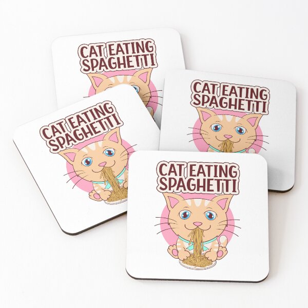 Item preview, cat eating spaghetti, funny kitty love spaghetti designed and sold by Design_for_merch.