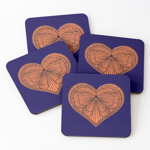 Item preview, Butterfly decorated orange love heart on coloured background designed and sold by IULIART.