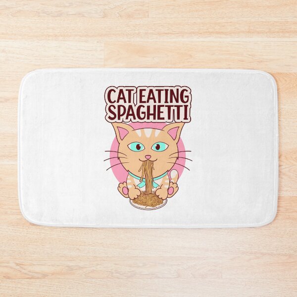 Item preview, cat eating spaghetti, meme cute cat and spaghetti designed and sold by Design_for_merch.