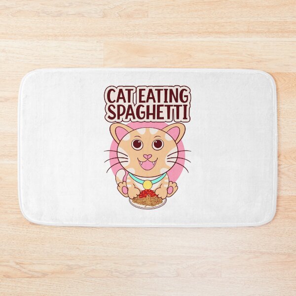 Item preview, cat eating spaghetti, cute kitty eating pasta meme designed and sold by Design_for_merch.