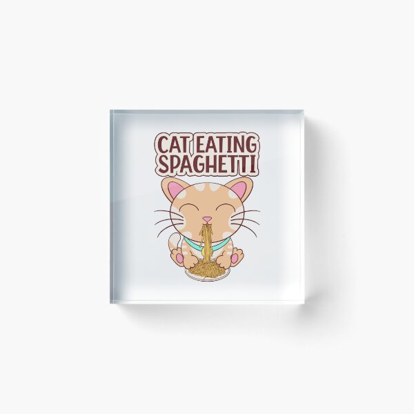 Item preview, cat eating spaghetti, funny cat eating designed and sold by Design_for_merch.