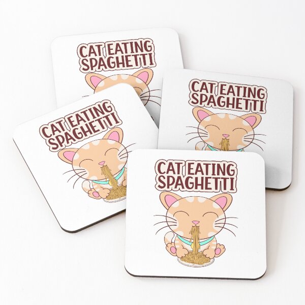 Item preview, cat eating spaghetti, funny cat eating designed and sold by Design_for_merch.