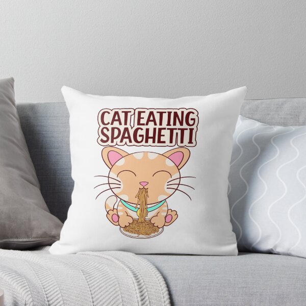 Item preview, cat eating spaghetti, funny cat eating designed and sold by Design_for_merch.