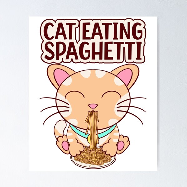 Item preview, cat eating spaghetti, funny cat eating designed and sold by Design_for_merch.