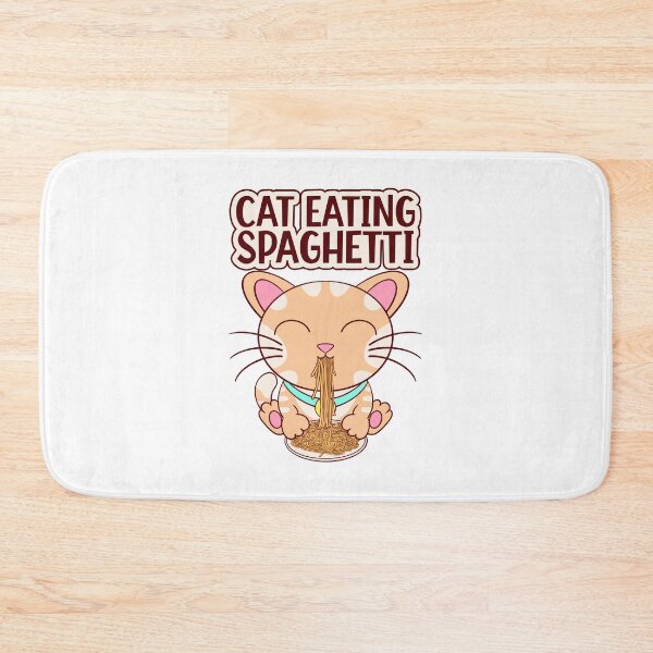 Item preview, cat eating spaghetti, funny cat eating designed and sold by Design_for_merch.